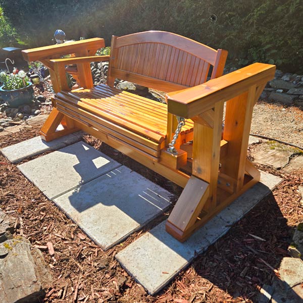 Wood Swinging Bench - Castle River Woodworking Sooke BC